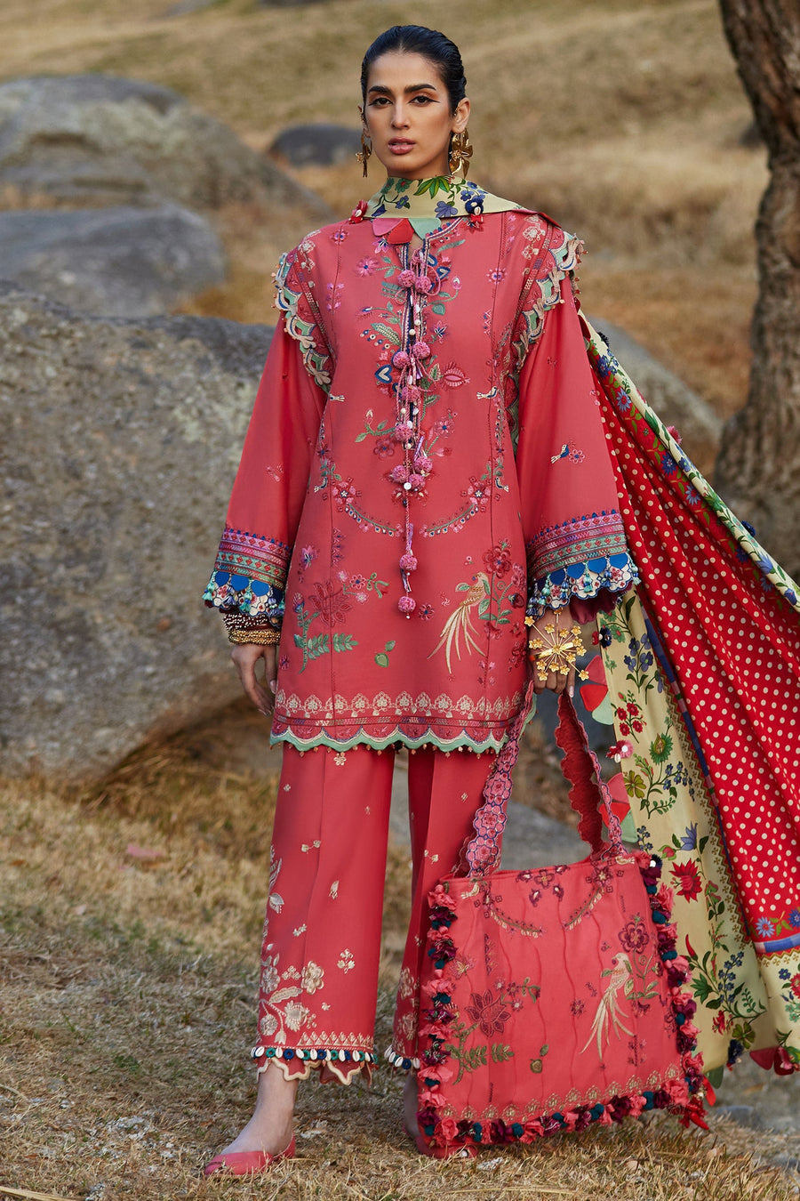 ELAN Embroidered Luxury Lawn Unstitched 3Pc Suit EL25-06B AURIELLE