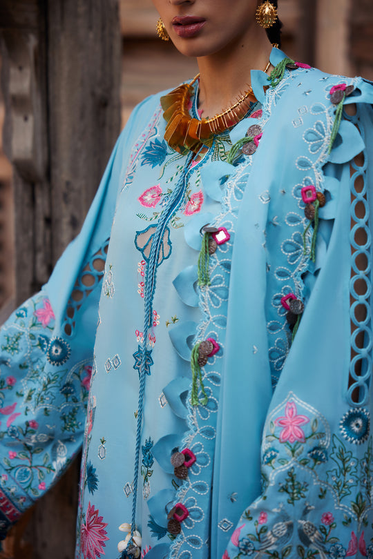 ELAN Embroidered Luxury Lawn Unstitched 3Pc Suit EL25-11A ISLA BLEU