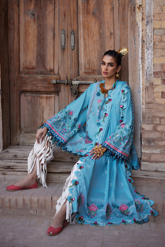 ELAN Embroidered Luxury Lawn Unstitched 3Pc Suit EL25-11A ISLA BLEU
