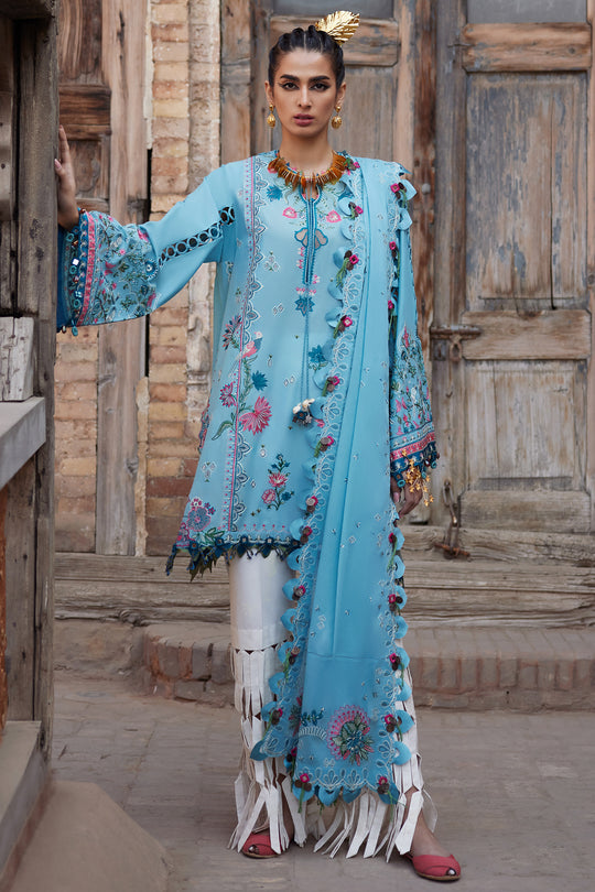 ELAN Embroidered Luxury Lawn Unstitched 3Pc Suit EL25-11A ISLA BLEU