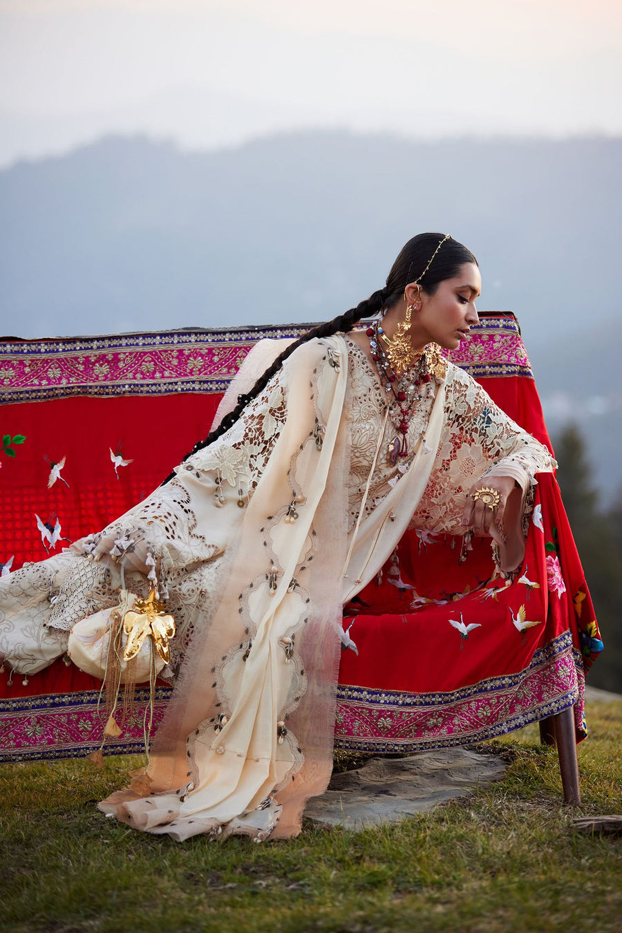 ELAN Embroidered Luxury Lawn Unstitched 3Pc Suit EL26-02B BRUMINE