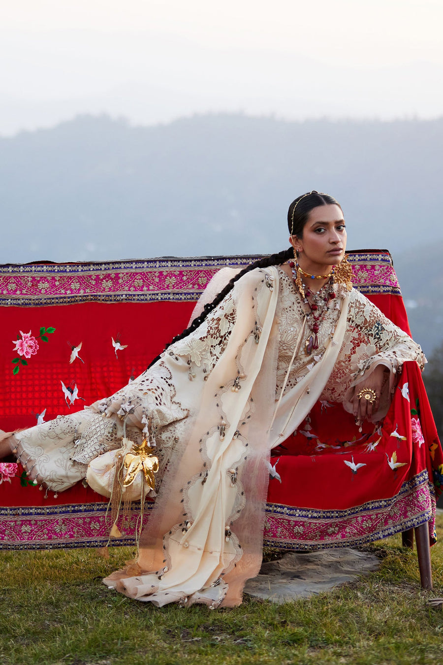 ELAN Embroidered Luxury Lawn Unstitched 3Pc Suit EL26-02B BRUMINE