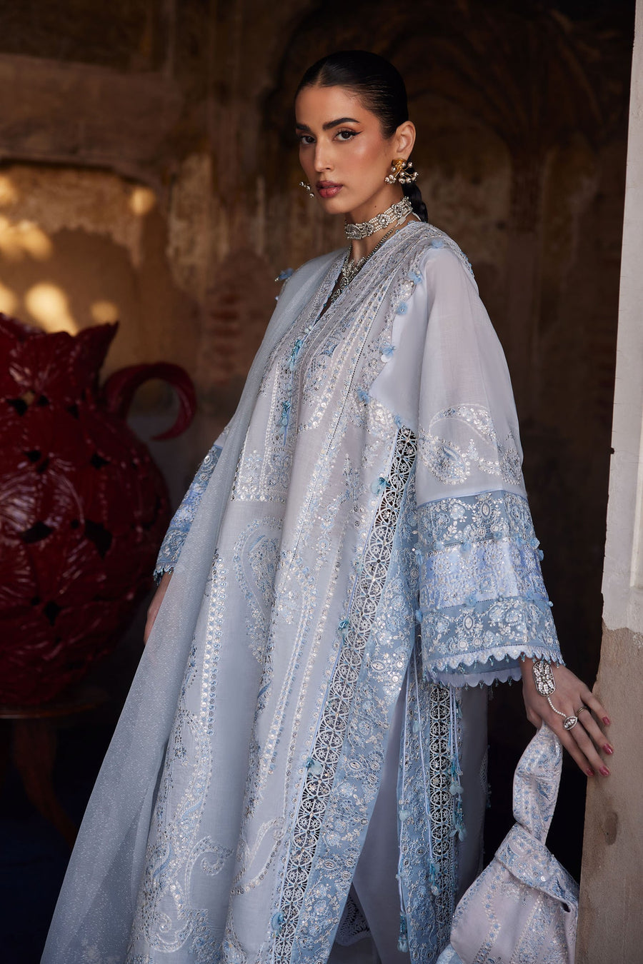 ELAN Embroidered Luxury Lawn Unstitched 3Pc Suit EL26-04A ROUHAAN