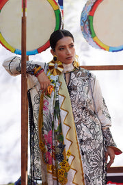 ELAN Embroidered Luxury Lawn Unstitched 3Pc Suit EL26-07B ZEVARÉ