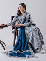 Faiza Faisal Winter Unstitched Embroidered Khaddar 3Pc Suit - Elaaf
