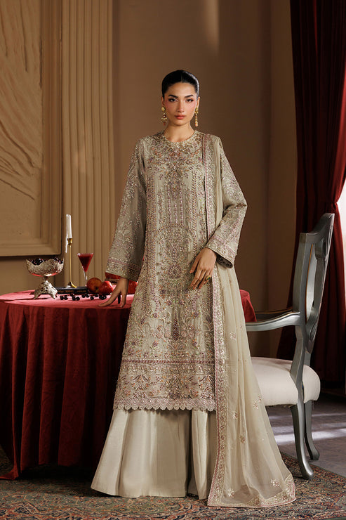 Emaan Adeel Celeste Embroidered Chiffon Unstitched 3Pc Suit - ELARA