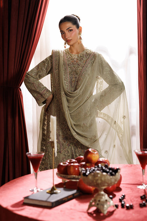 Emaan Adeel Celeste Embroidered Chiffon Unstitched 3Pc Suit - ELARA