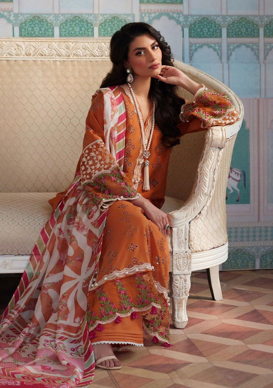 Elaf Premium Festive Eid Embroidered Lawn Unstitched 3Pc Suit ELE-09 ELNAZ