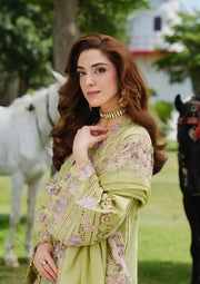 Elaf Premium Embroidered Luxury Lawn Unstitched 3Pc Suit ELH-1A PISTACIA