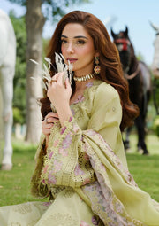 Elaf Premium Embroidered Luxury Lawn Unstitched 3Pc Suit ELH-1A PISTACIA
