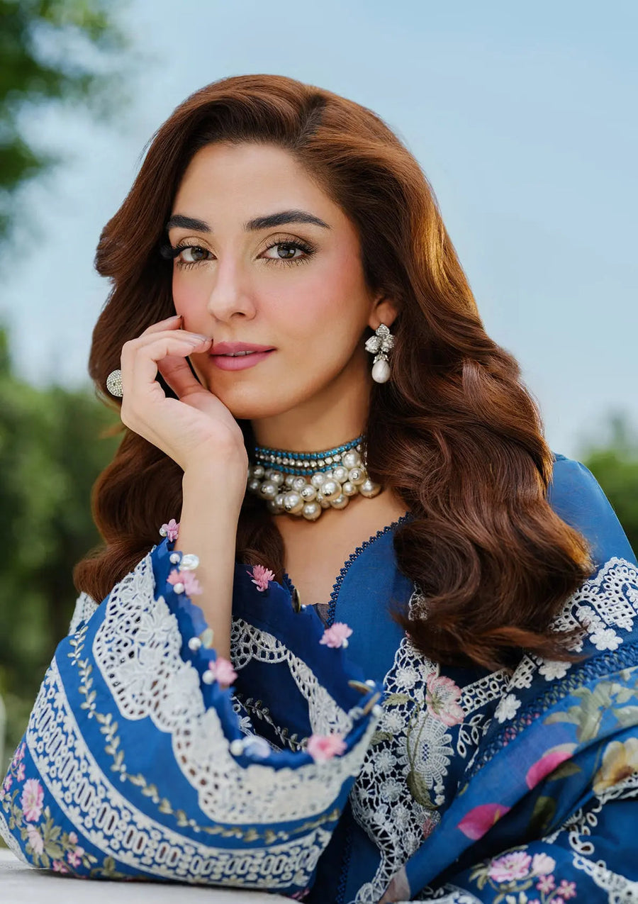 Elaf Premium Embroidered Luxury Lawn Unstitched 3Pc Suit ELH-2A ZIVA