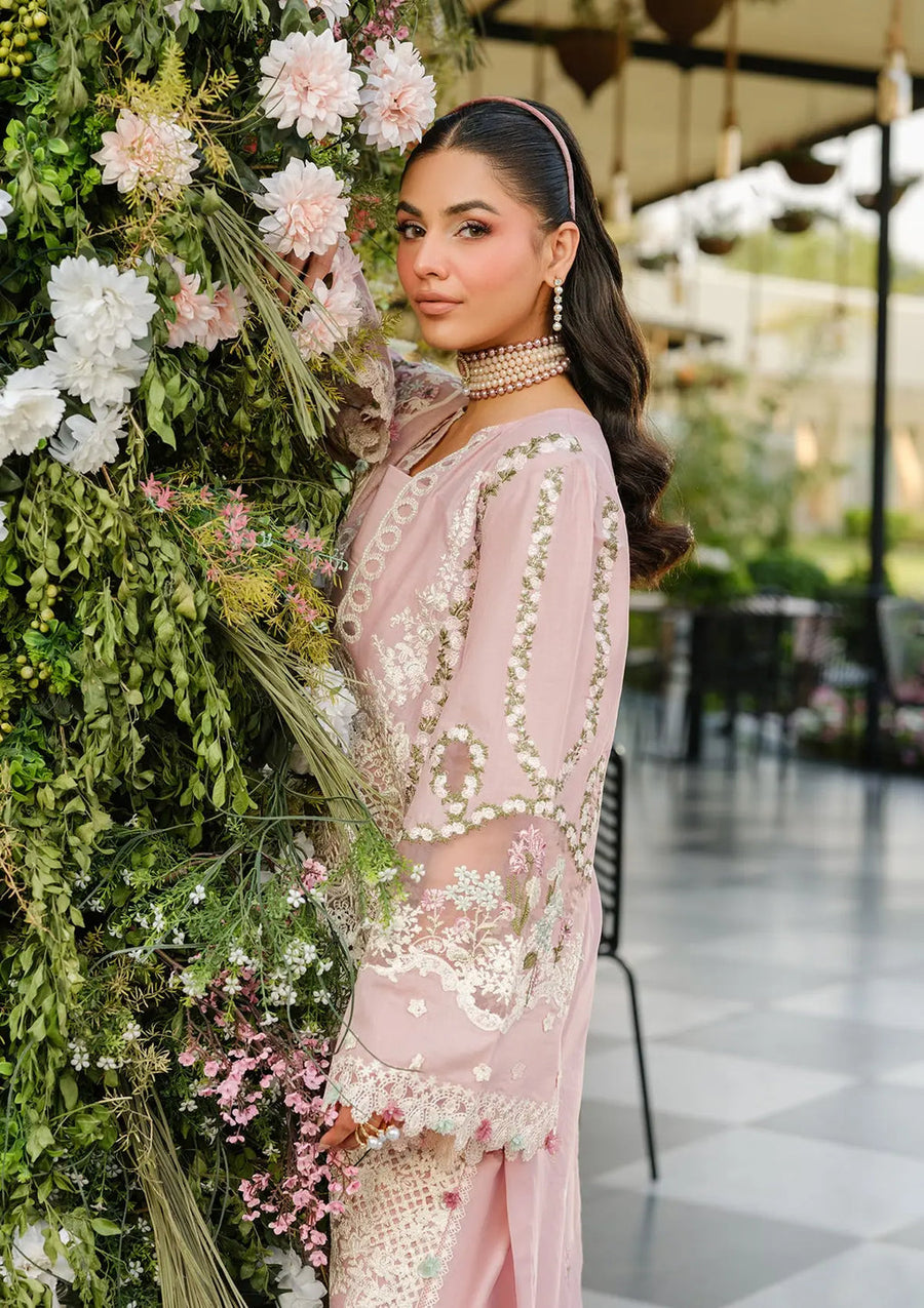Elaf Premium Embroidered Luxury Lawn Unstitched 3Pc Suit ELH-3B OH MY ROSE