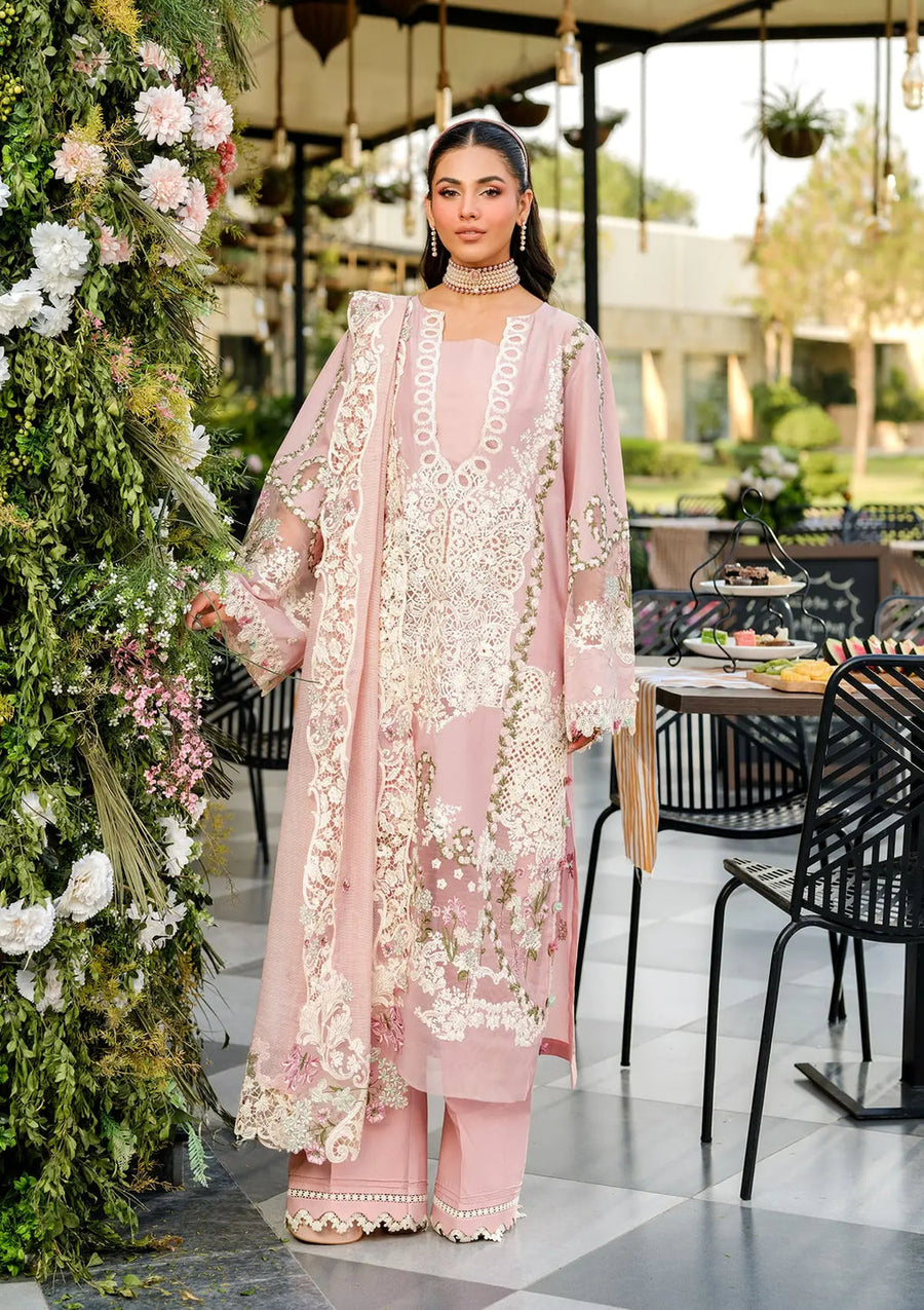 Elaf Premium Embroidered Luxury Lawn Unstitched 3Pc Suit ELH-3B OH MY ROSE