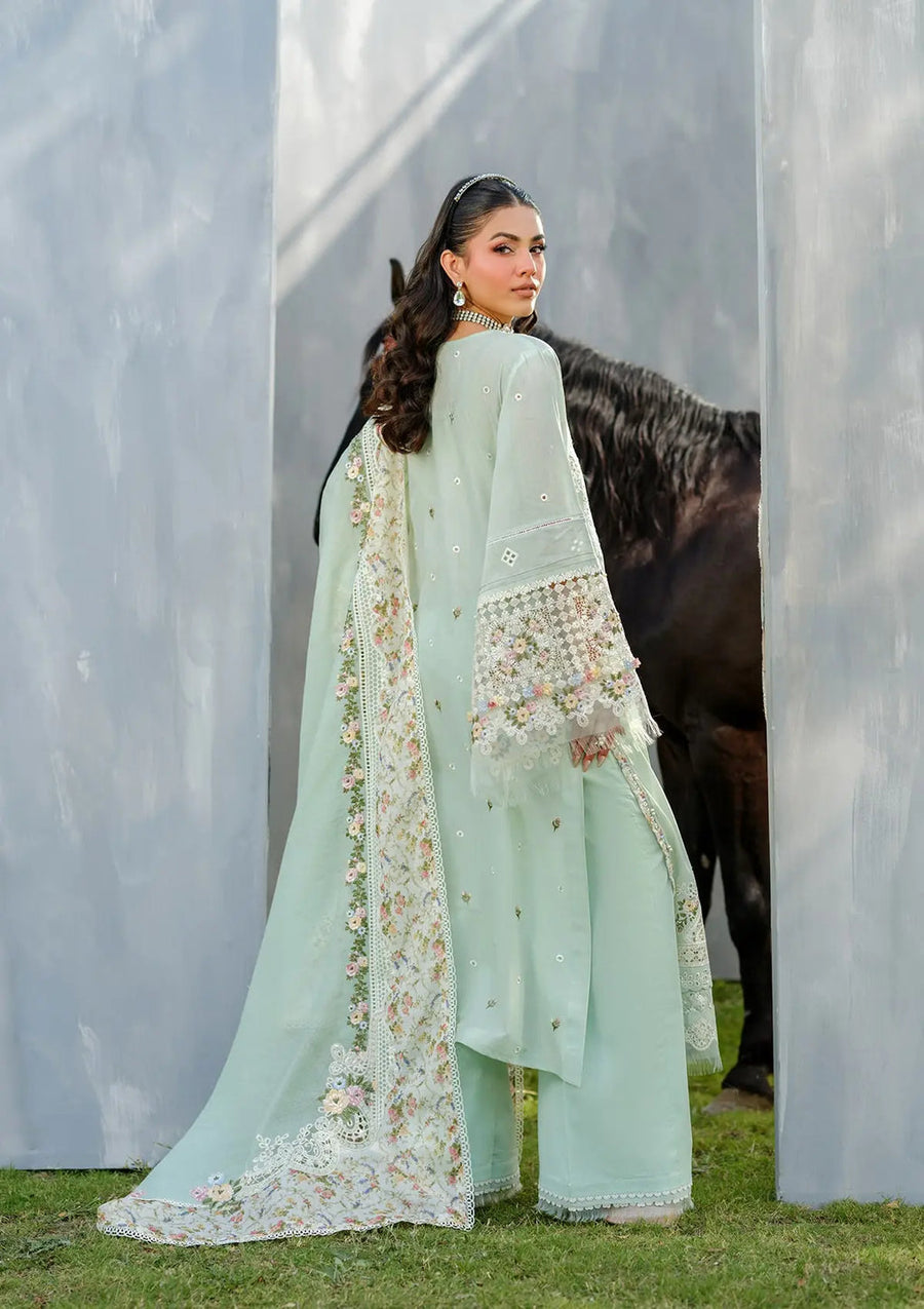 Elaf Premium Embroidered Luxury Lawn Unstitched 3Pc Suit ELH-4B FROSTEL