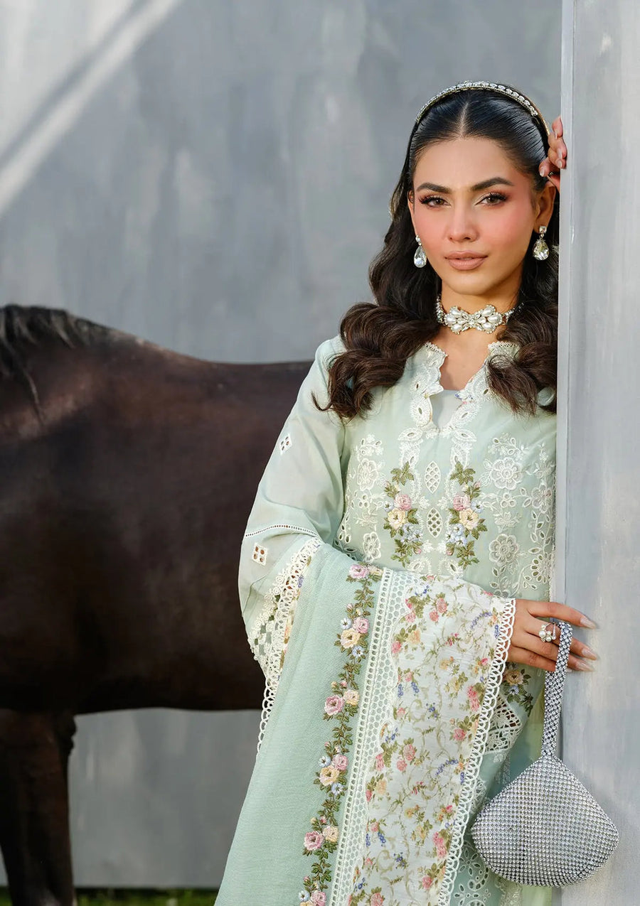 Elaf Premium Embroidered Luxury Lawn Unstitched 3Pc Suit ELH-4B FROSTEL