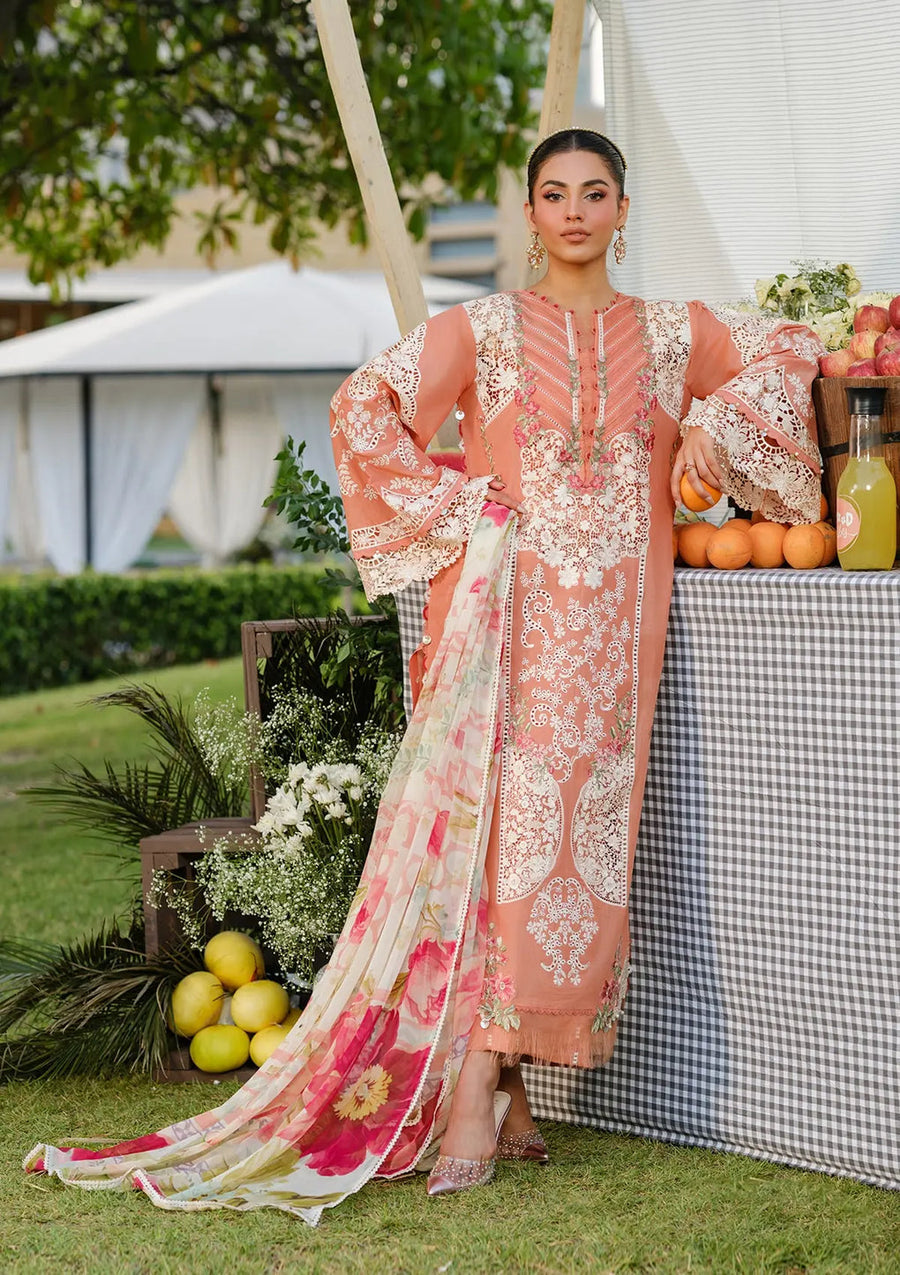 Elaf Premium Embroidered Luxury Lawn Unstitched 3Pc Suit ELH-5A AUTUMN DREAM
