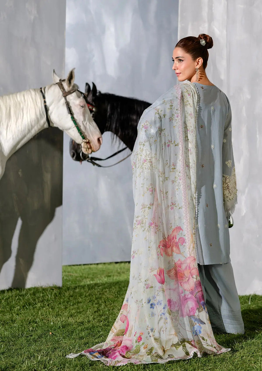 Elaf Premium Embroidered Luxury Lawn Unstitched 3Pc Suit ELH-7B ISSABEL
