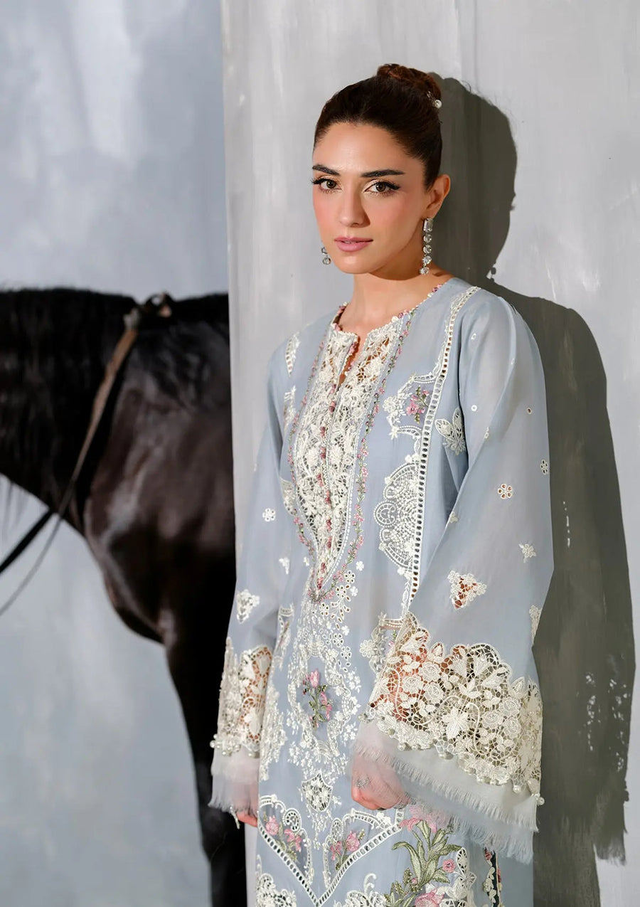 Elaf Premium Embroidered Luxury Lawn Unstitched 3Pc Suit ELH-7B ISSABEL
