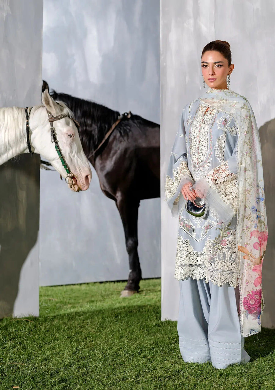 Elaf Premium Embroidered Luxury Lawn Unstitched 3Pc Suit ELH-7B ISSABEL