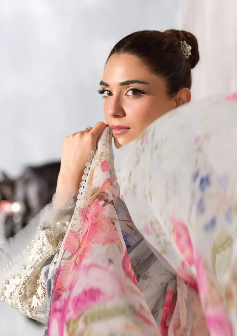 Elaf Premium Embroidered Luxury Lawn Unstitched 3Pc Suit ELH-7B ISSABEL
