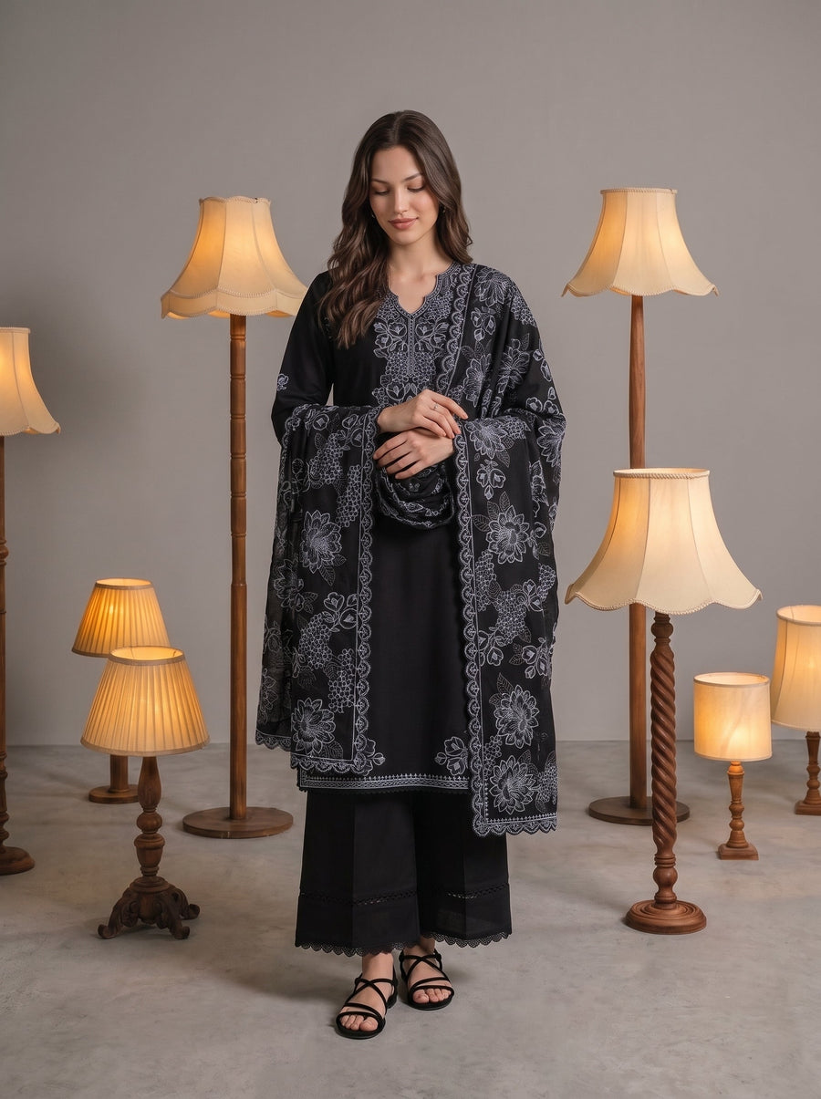 Viana by Sanam Saeed Embroidered Karandi Unstitched 3Pc Suit - ELISE