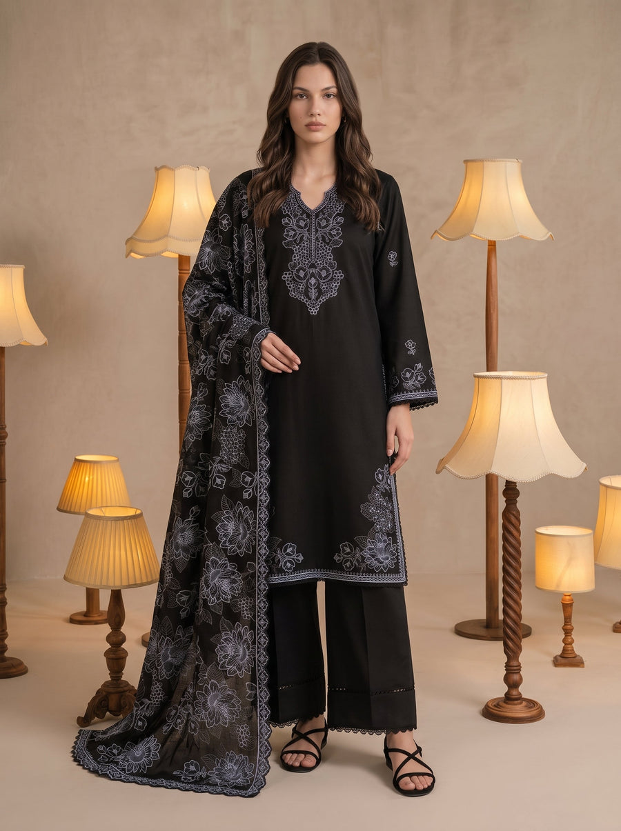 Viana by Sanam Saeed Embroidered Karandi Unstitched 3Pc Suit - ELISE