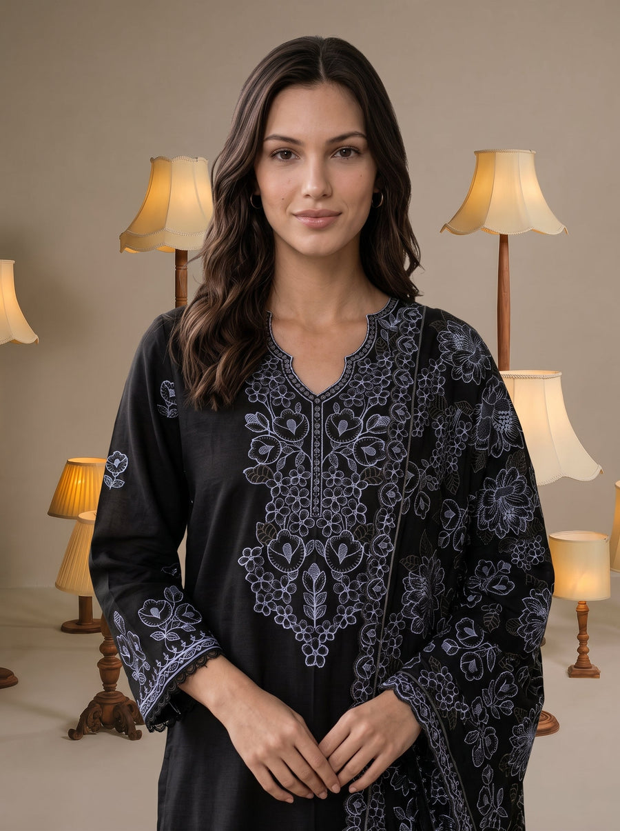 Viana by Sanam Saeed Embroidered Karandi Unstitched 3Pc Suit - ELISE