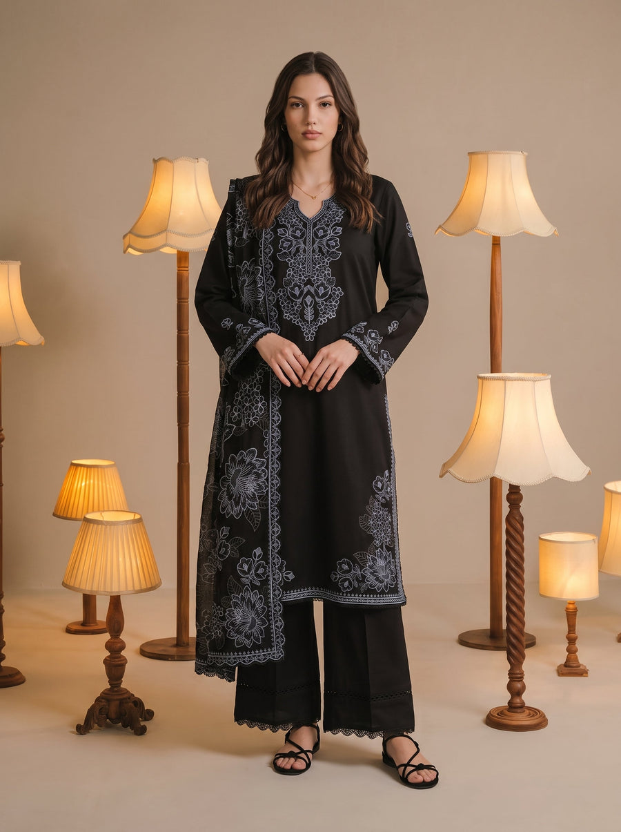 Viana by Sanam Saeed Embroidered Karandi Unstitched 3Pc Suit - ELISE