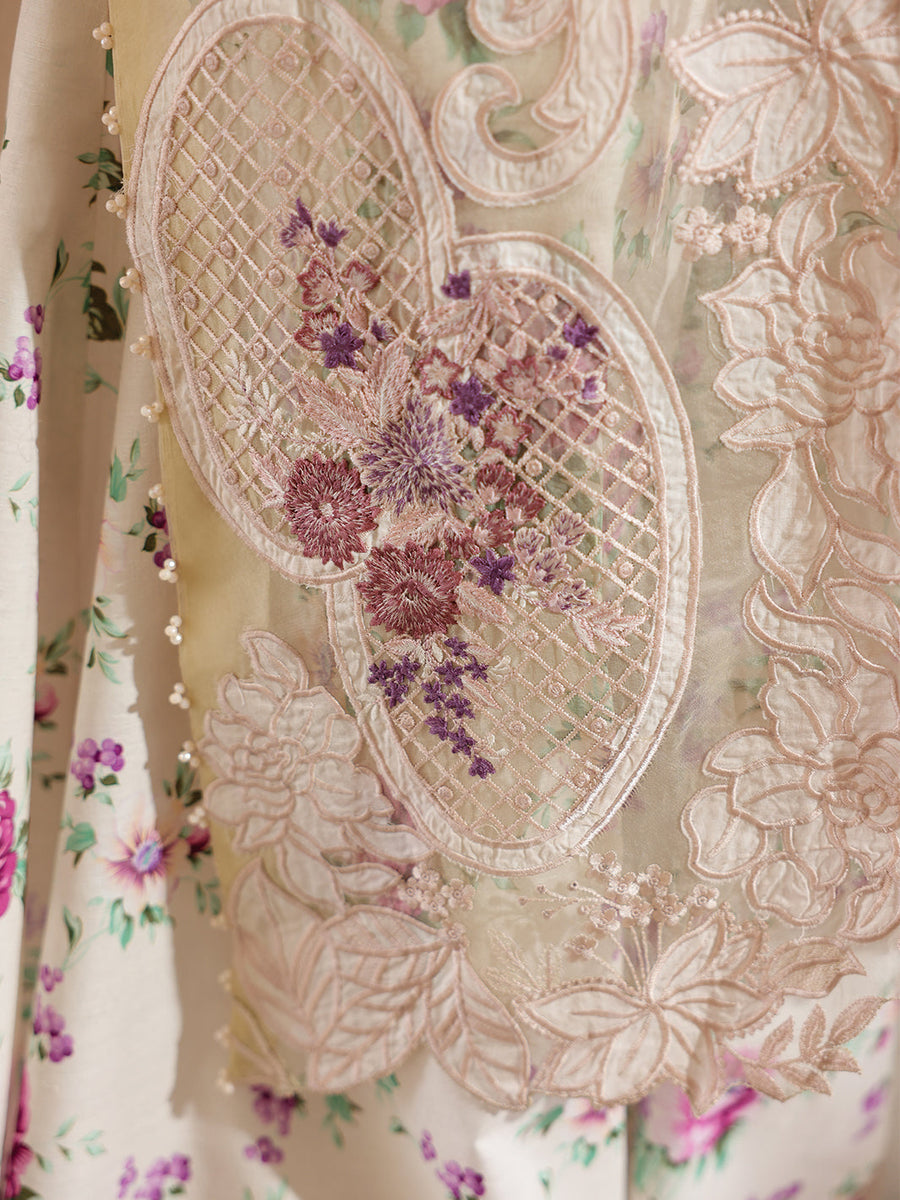 Faiza Faisal Marine Embroidered Luxury Lawn Unstitched 3Pc Suit - ELISHA