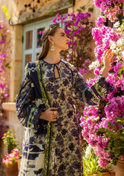 Elaf Premium Prints Chikankari Lawn Unstitched 3Pc Suit ELK-01A BLUE BLOSSOM