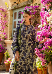 Elaf Premium Prints Chikankari Lawn Unstitched 3Pc Suit ELK-01A BLUE BLOSSOM