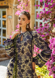 Elaf Premium Prints Chikankari Lawn Unstitched 3Pc Suit ELK-01A BLUE BLOSSOM