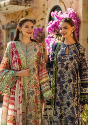 Elaf Premium Prints Chikankari Lawn Unstitched 3Pc Suit ELK-01A BLUE BLOSSOM
