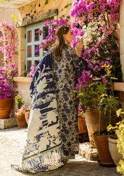 Elaf Premium Prints Chikankari Lawn Unstitched 3Pc Suit ELK-01A BLUE BLOSSOM