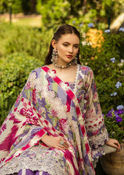 Elaf Premium Prints Chikankari Lawn Unstitched 3Pc Suit ELK-02A PERIWINKLE