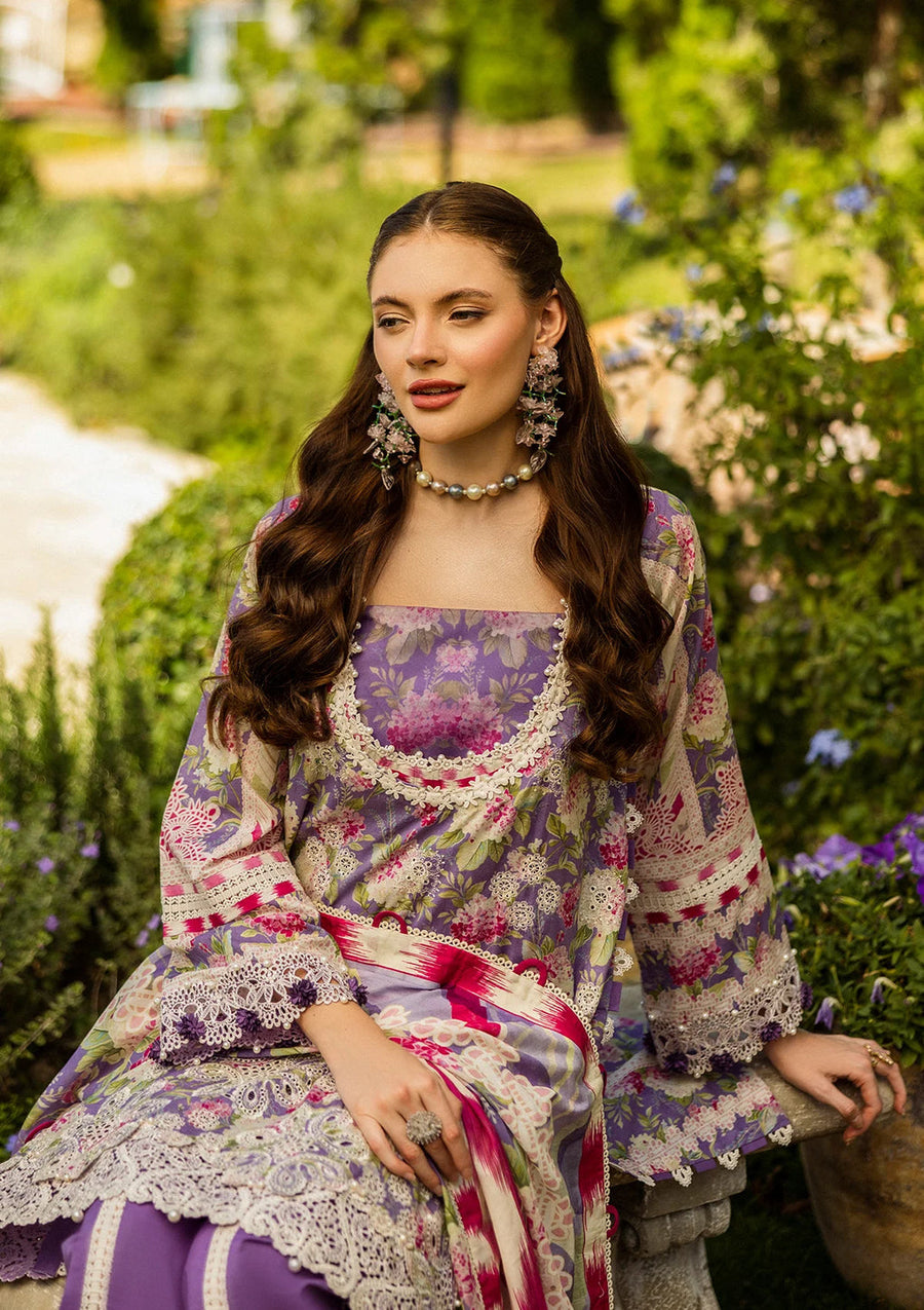 Elaf Premium Prints Chikankari Lawn Unstitched 3Pc Suit ELK-02A PERIWINKLE