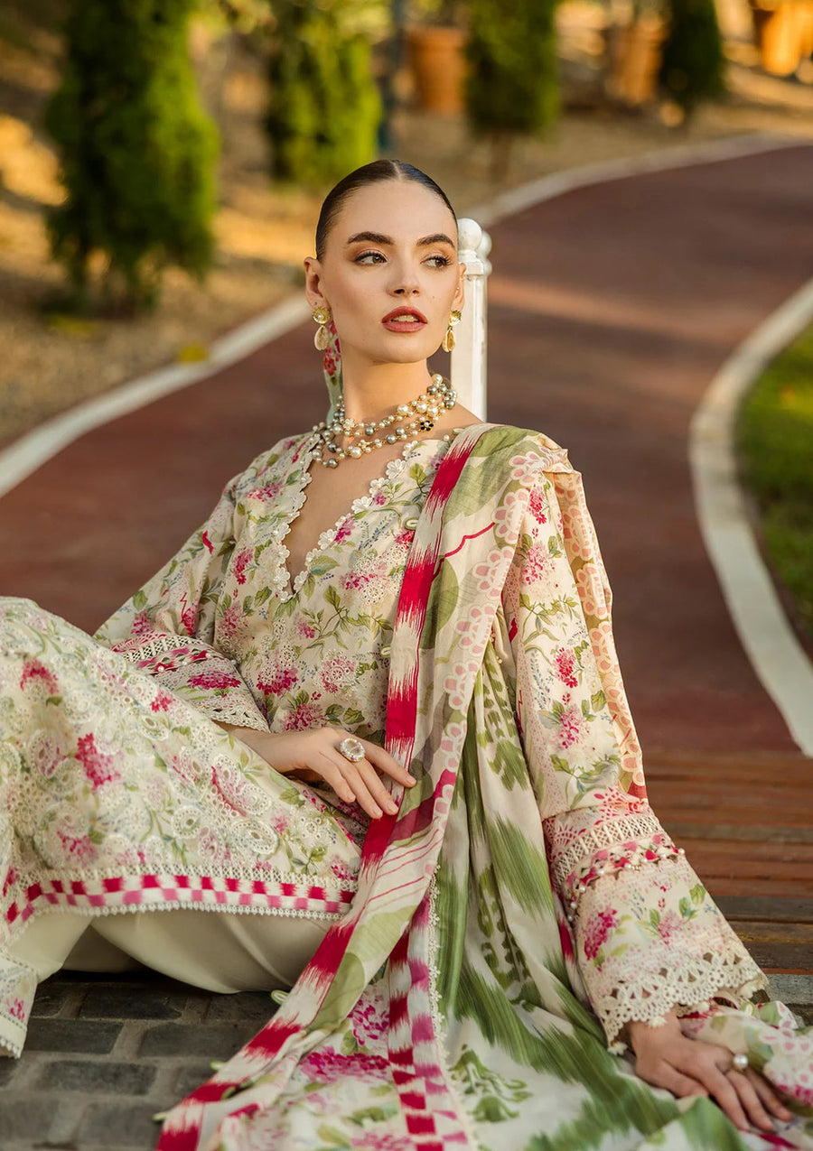 Elaf Premium Prints Chikankari Lawn Unstitched 3Pc Suit ELK-02B SWEET GREENS