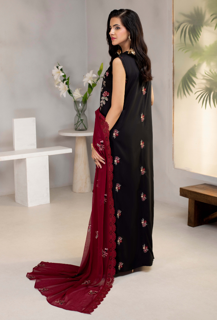 Humdum Ellena Embroidered Viscose Unstitched 3Pc Suit D-01
