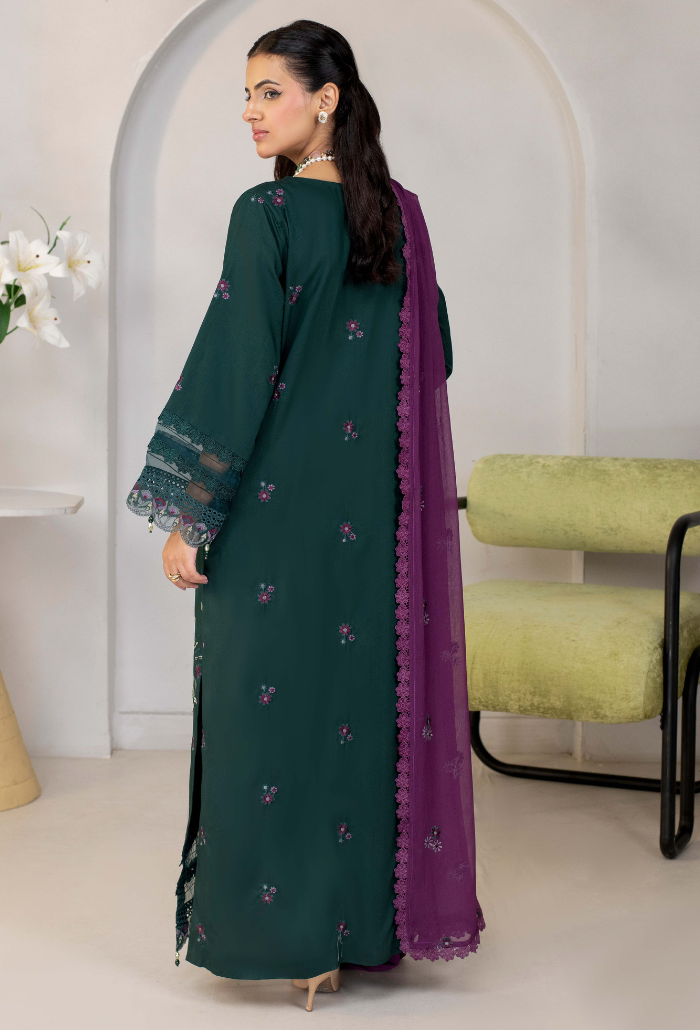 Humdum Ellena Embroidered Viscose Unstitched 3Pc Suit D-02