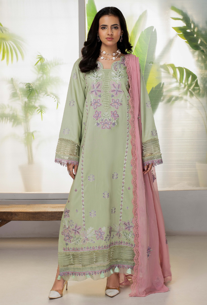 Humdum Ellena Embroidered Viscose Unstitched 3Pc Suit D-04