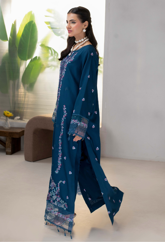 Humdum Ellena Embroidered Viscose Unstitched 3Pc Suit D-05