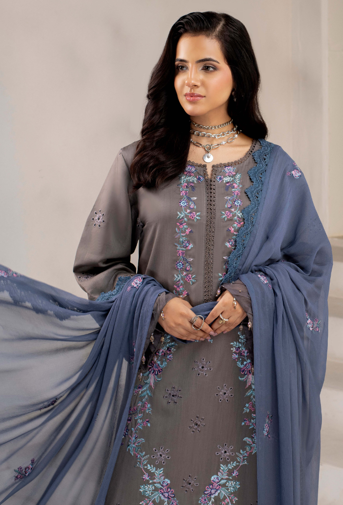 Humdum Ellena Embroidered Viscose Unstitched 3Pc Suit D-08