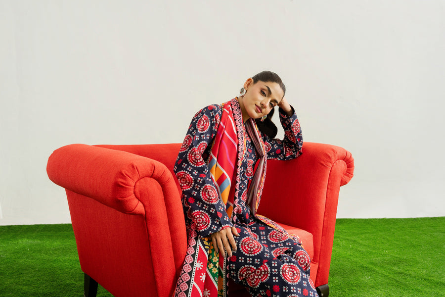 Feathers Dosti Digital Printed Khaddar Unstitched 3Pc Suit ELLYN-FT579