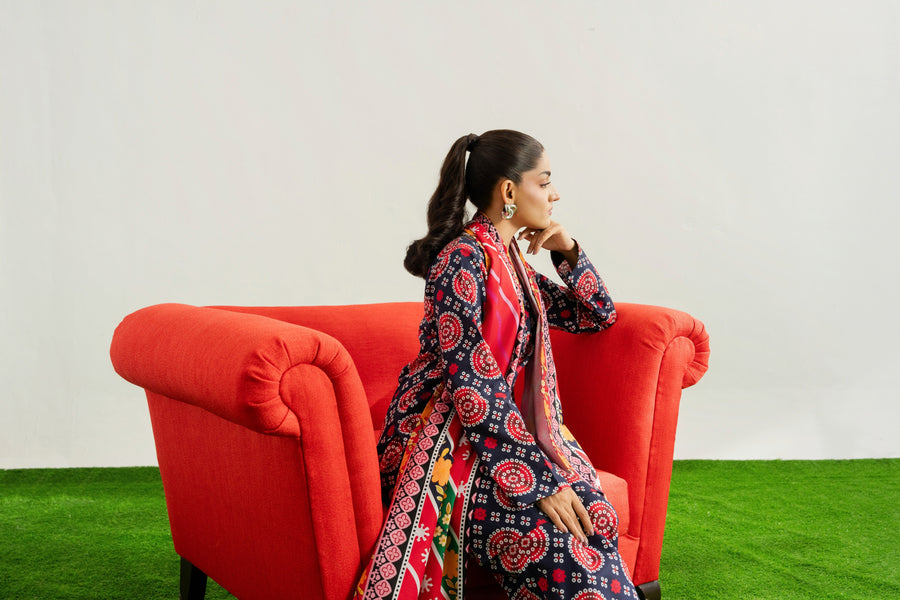Feathers Dosti Digital Printed Khaddar Unstitched 3Pc Suit ELLYN-FT579