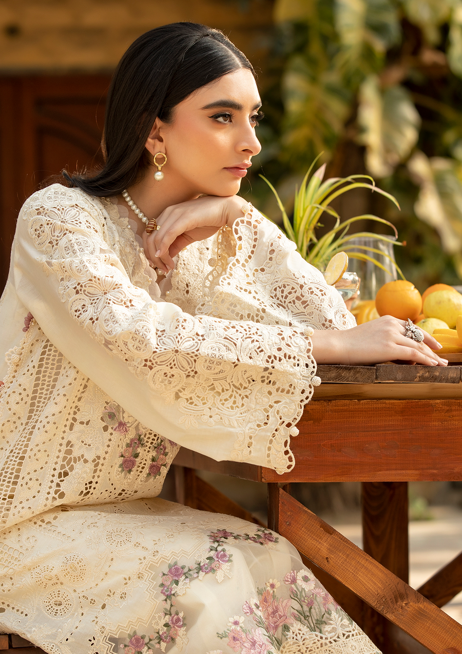 Elaf Premium Embroidered Luxury Lawn Unstitched 3Pc Suit ELM-11 KOHINOOR