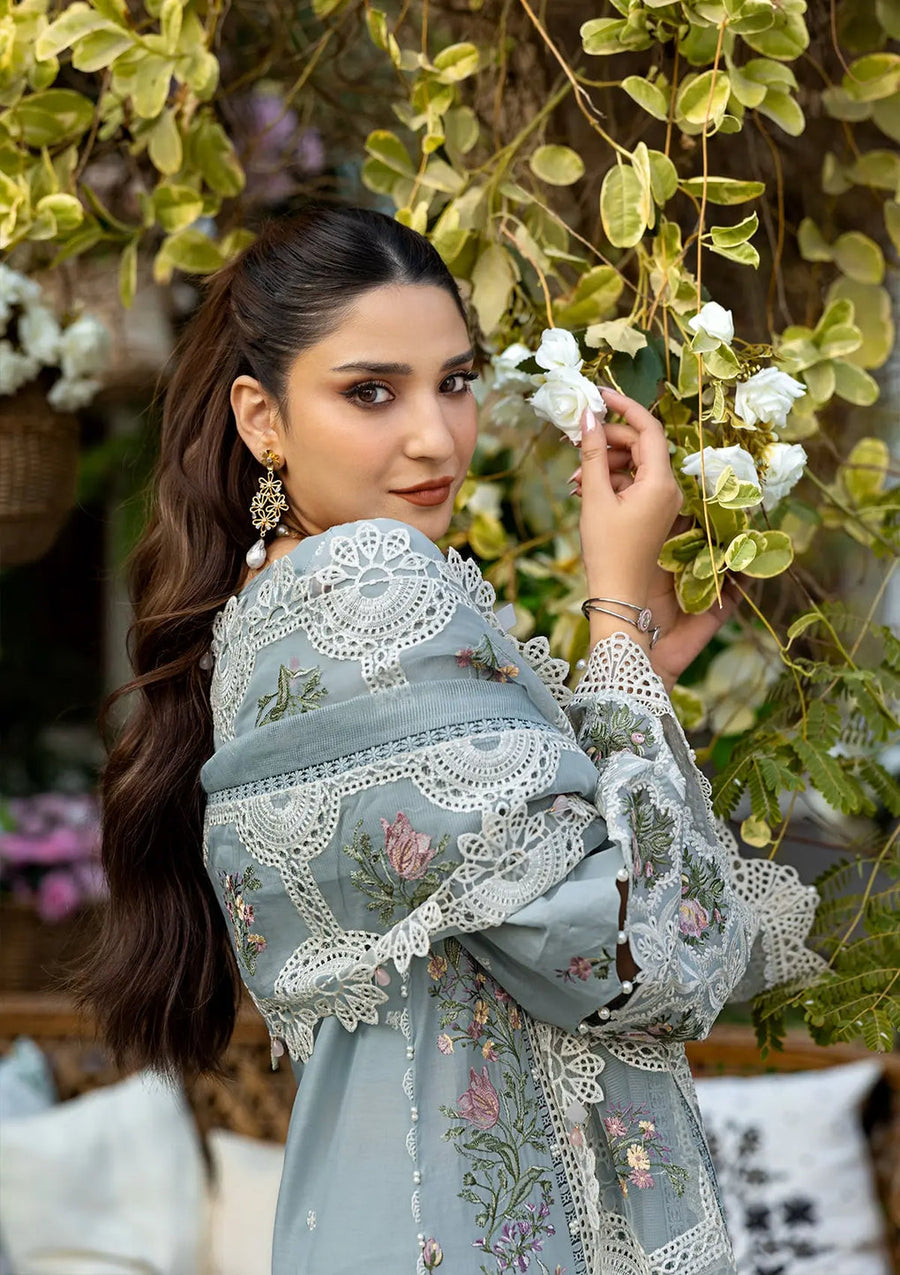 Elaf Premium Embroidered Luxury Lawn Unstitched 3Pc Suit ELM-3B SAMAA