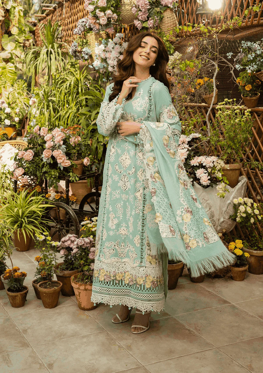 Elaf Premium Embroidered Luxury Lawn Unstitched 3Pc Suit ELM-7A ZARAFSHAN