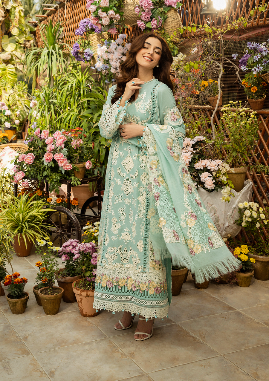 Elaf Premium Embroidered Luxury Lawn Unstitched 3Pc Suit ELM-7A ZARAFSHAN