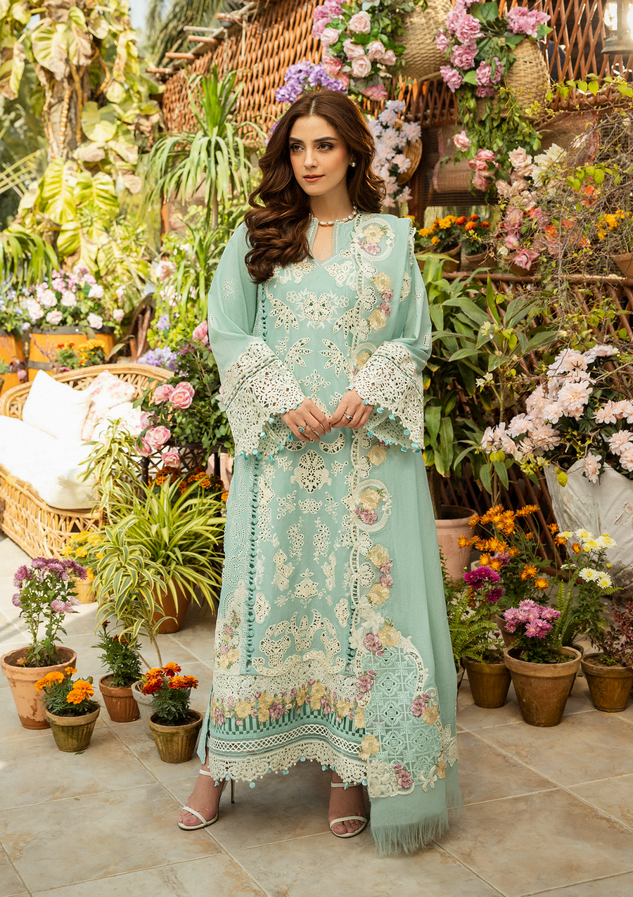 Elaf Premium Embroidered Luxury Lawn Unstitched 3Pc Suit ELM-7A ZARAFSHAN