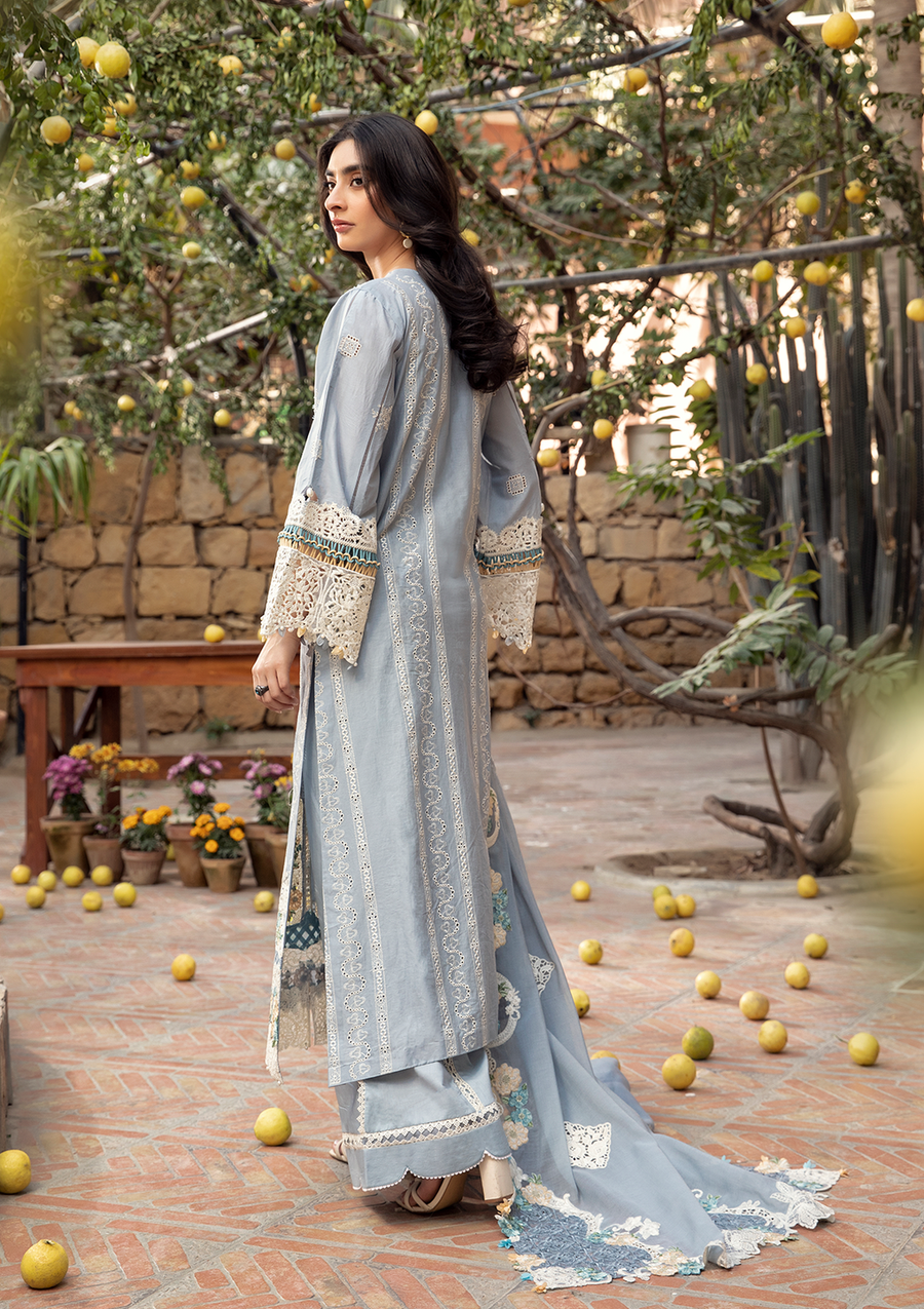 Elaf Premium Embroidered Luxury Lawn Unstitched 3Pc Suit ELM-7B MAHVEEN